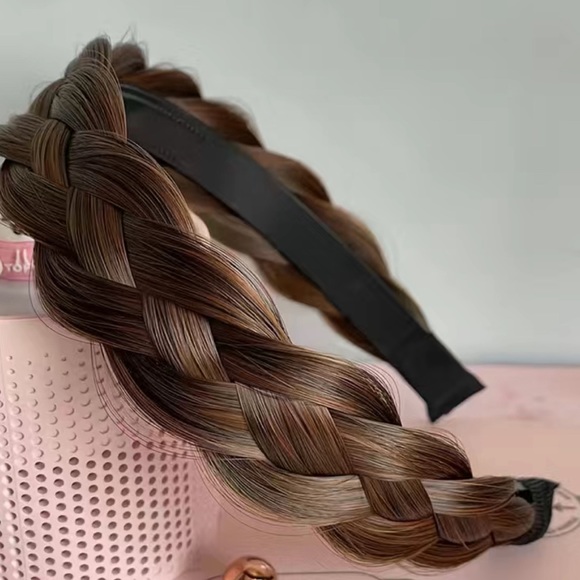 1pc light brown fishbone four strand braid wig headdress wide twist braid - Picture 2 of 3